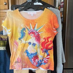 Leoma Lovegrove Patriotic Library Mermaid Top Size Large Relaxed Tie Dye